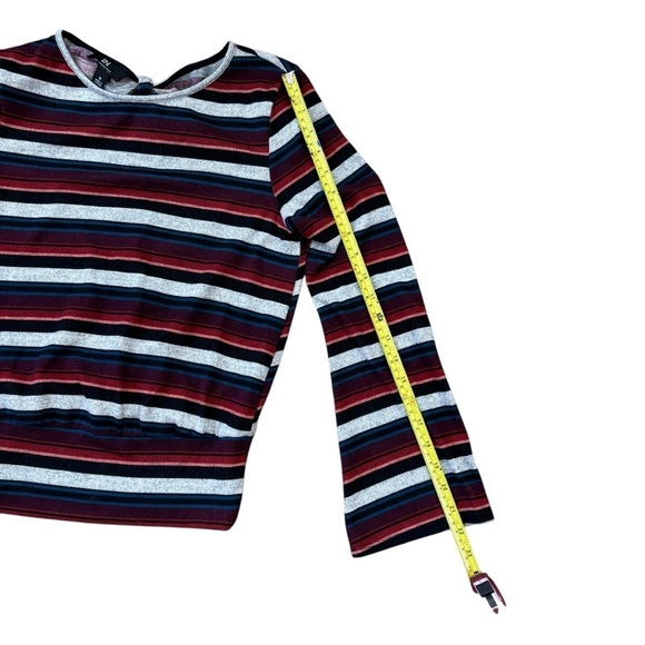 IN San Francisco Bell Sleeve Stripe Sweater Bow Back Women’s M Winter Blouse - Picture 11 of 13